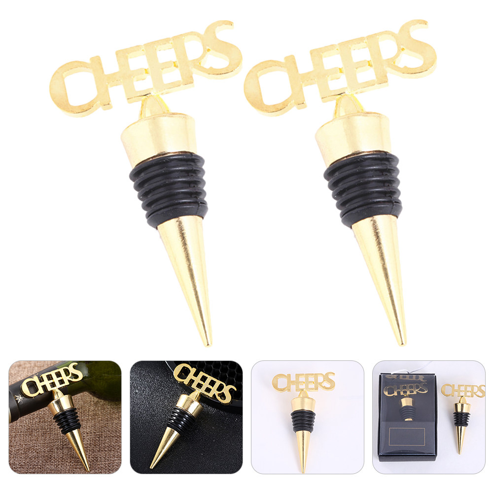 Wine Beer Glass Set - 1 Set Golden Wine Bottle Stopper