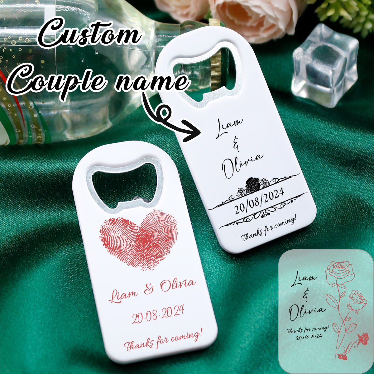 Beer & Wine Jockey Plaza Shopping - Custom Bottle Opener With Couple Names,