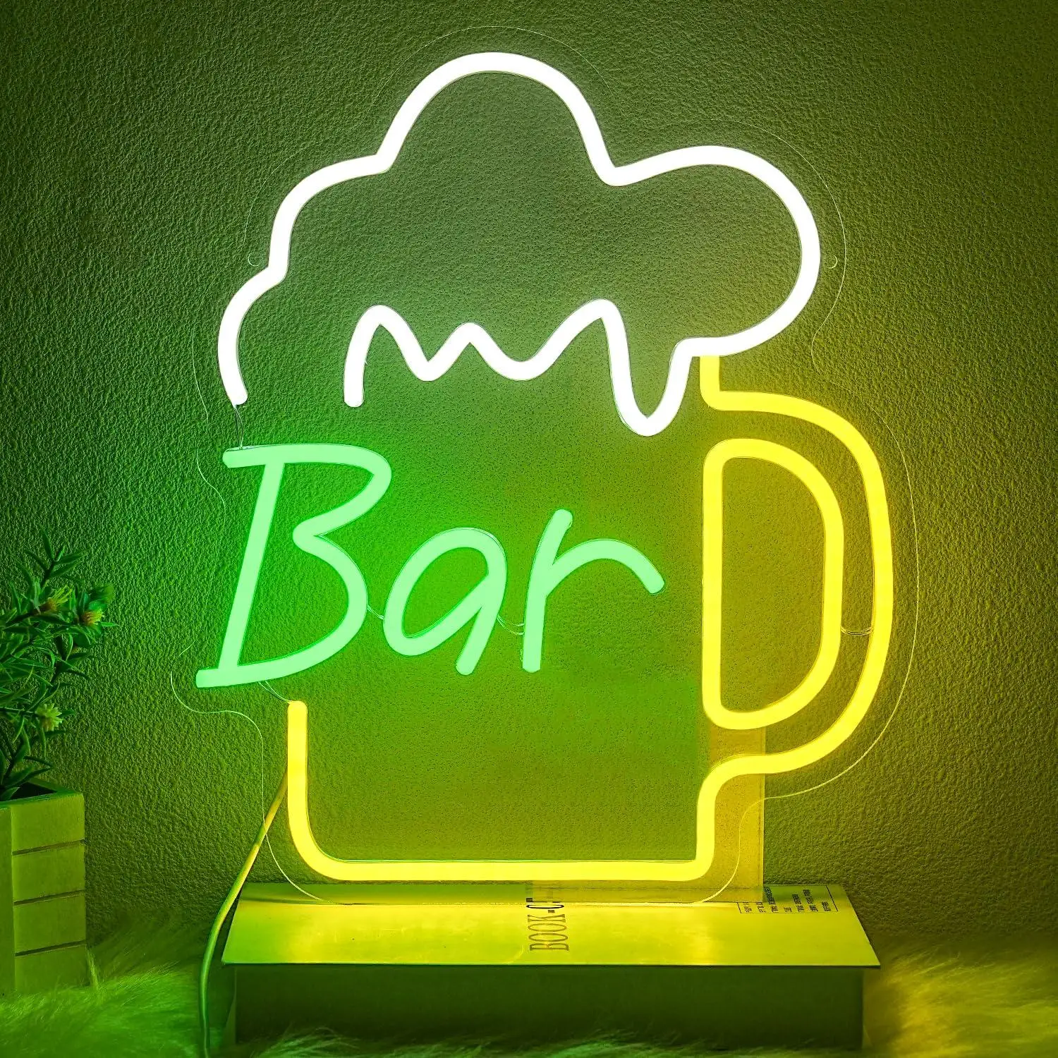 Beer & Wine Jockey Plaza Shopping - Beer Bar Neon Sign USB Dimmable