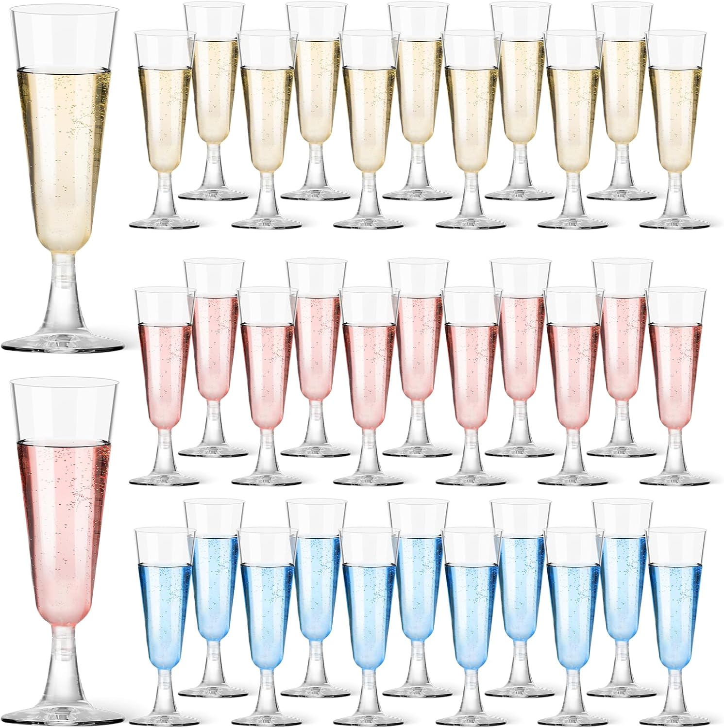 Wine & Beer Hydrometer - Plastic Champagne Flutes 40 Pack, 5.5