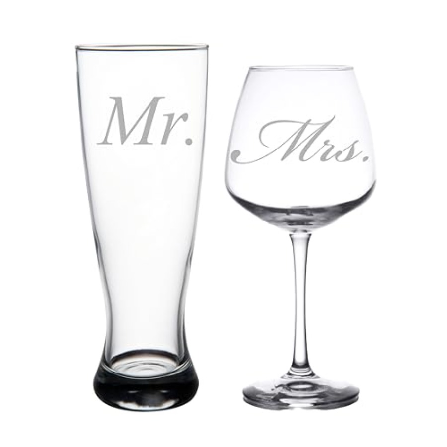 Mr. and Mrs. Wedding Couple Gl - Wine Beer Glass Set recensie en prijs