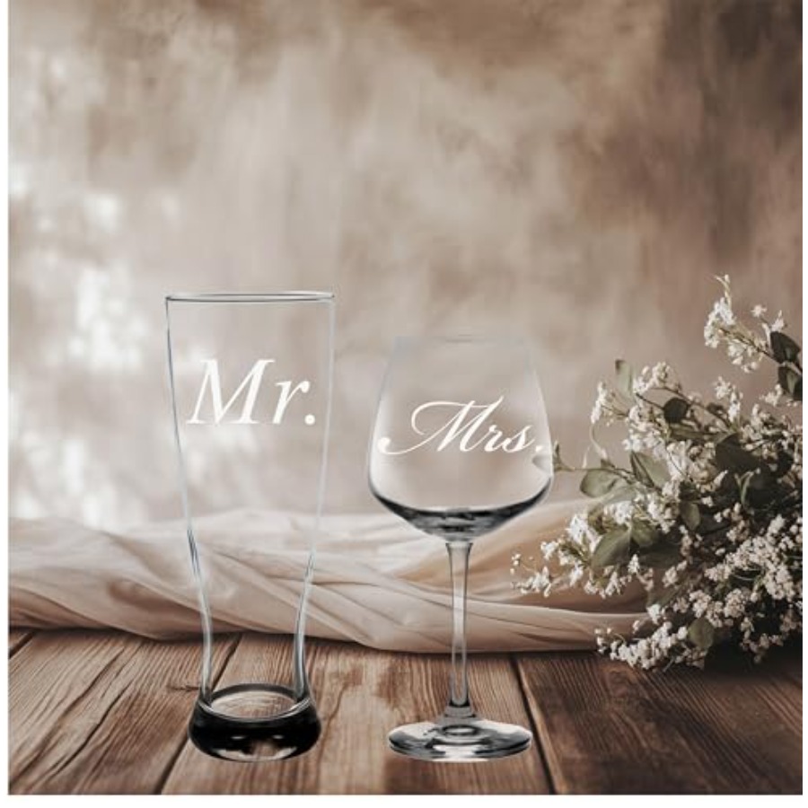 Mr. and Mrs. Wedding Couple Gl - Wine Beer Glass Set recensie en prijs