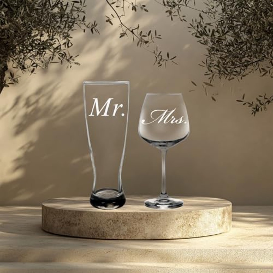 Mr. and Mrs. Wedding Couple Gl - Wine Beer Glass Set recensie en prijs