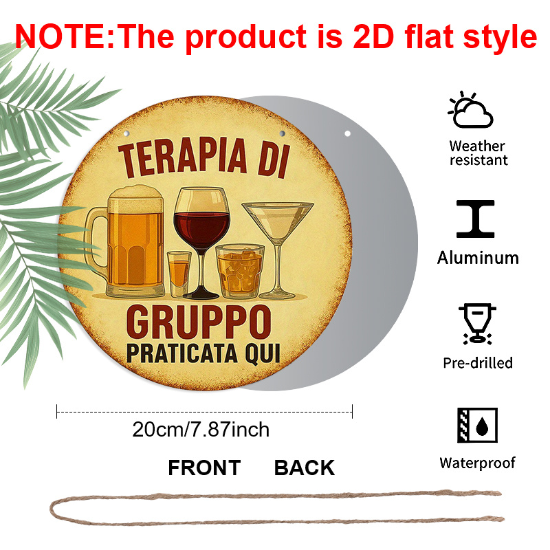2D Flat, 1pc 7.87inchs Round A - Beer And Wine Quote recensie en prijs