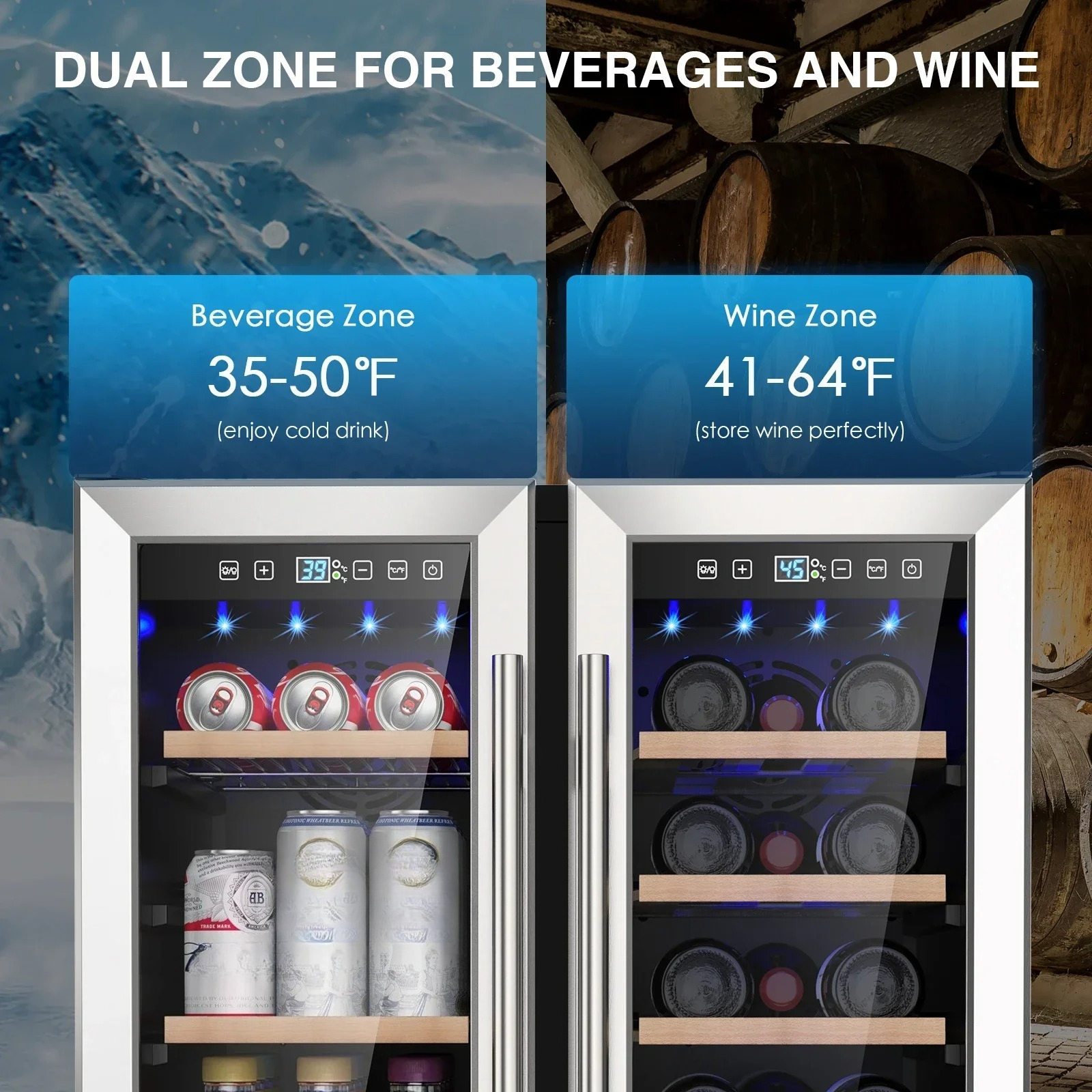 Wine and Beverage Refrigerator - Wine Beer Fridge Dual Zone recensie en prijs