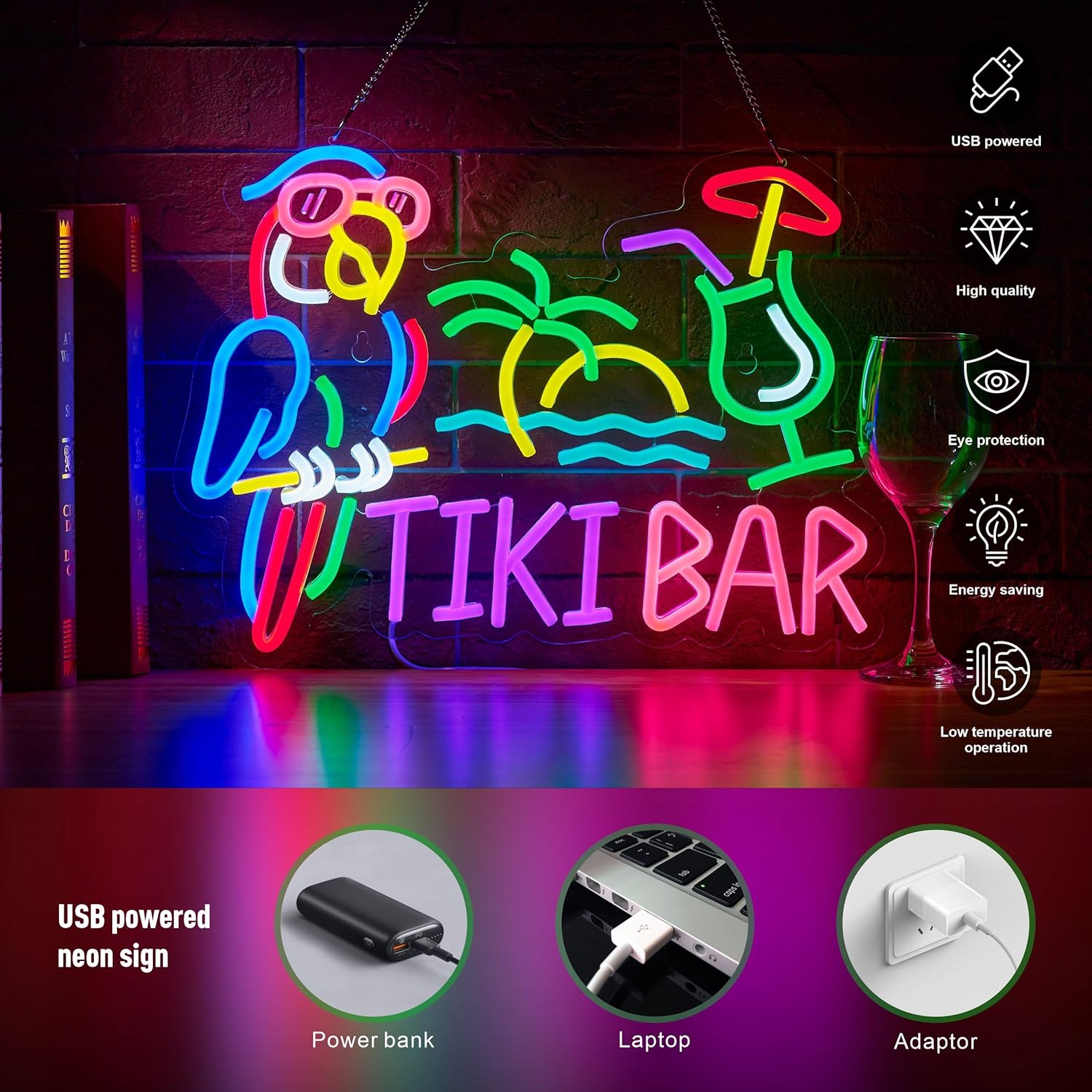 Tiki Bar Parrot Palm Tree Neon - Beer & Wine Jockey Plaza Shopping recensie en prijs