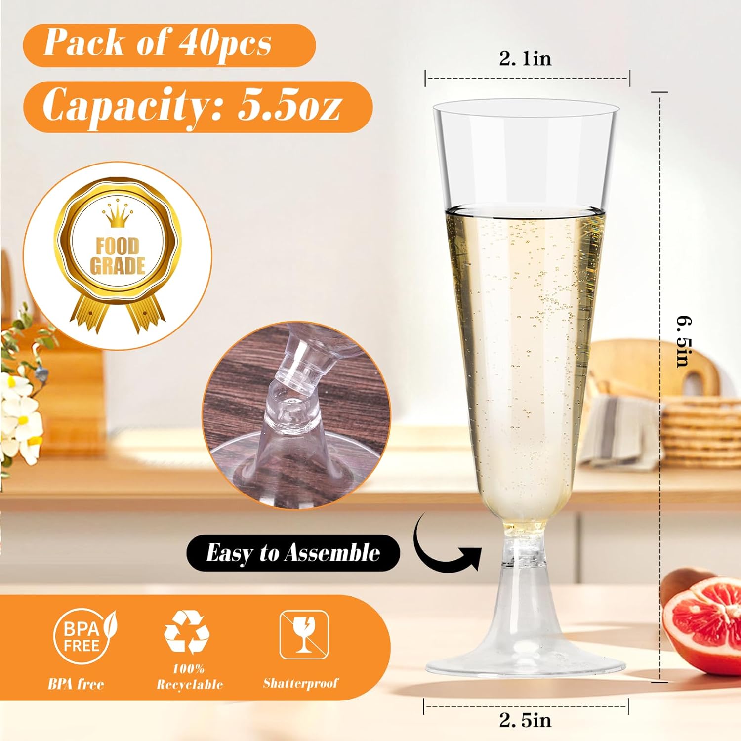 Plastic Champagne Flutes 40 Pa - Wine & Beer Hydrometer recensie en prijs